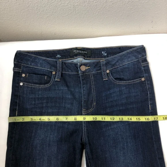 Liverpool The Crop Stretchy Dark Wash Slim Straight Mid Rise Jeans women's 8/29 - Picture 7 of 13